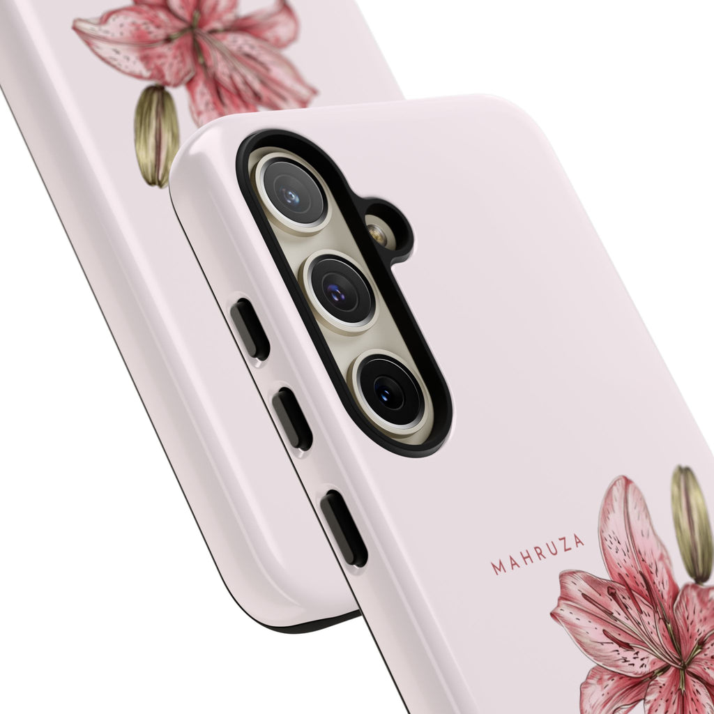Lily Floral Tough Phone Case — Pink Botanical Quote Protective Cover