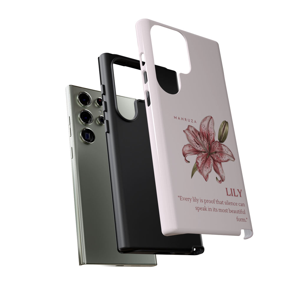 Lily Floral Tough Phone Case — Pink Botanical Quote Protective Cover