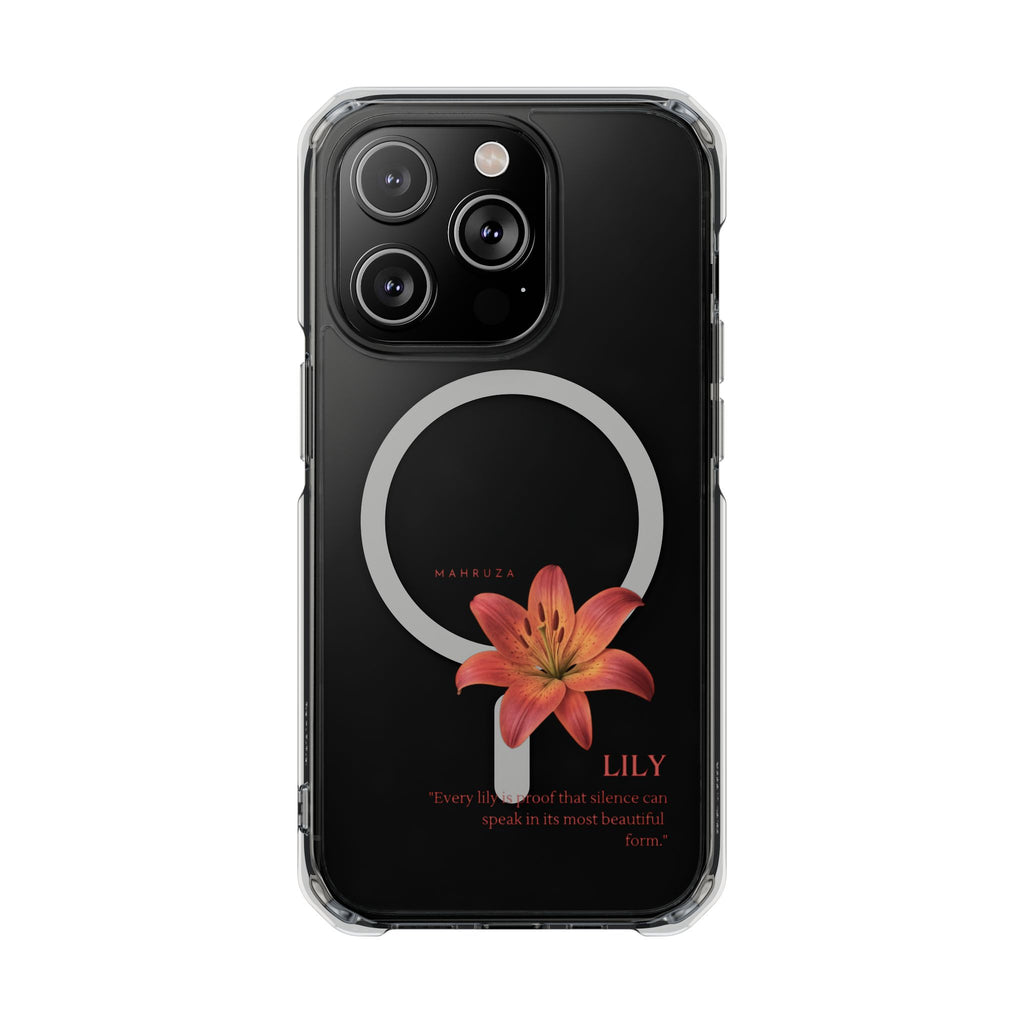 Clear Magnetic Phone Case — Lily Floral MagSafe-Compatible Design