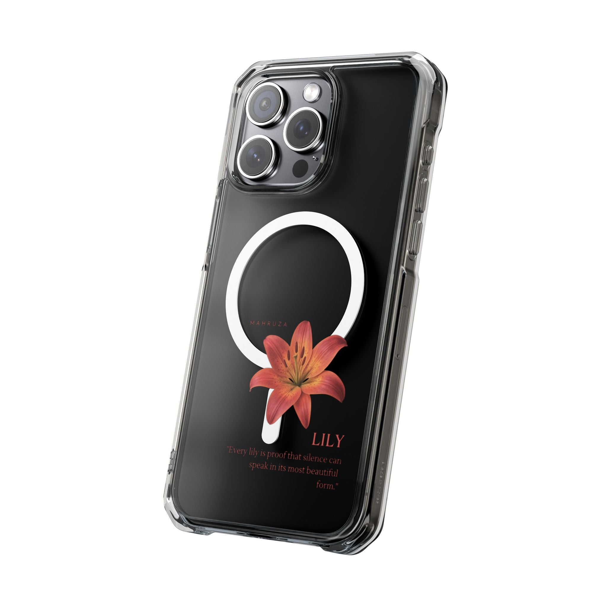 Clear Magnetic Phone Case — Lily Floral MagSafe-Compatible Design