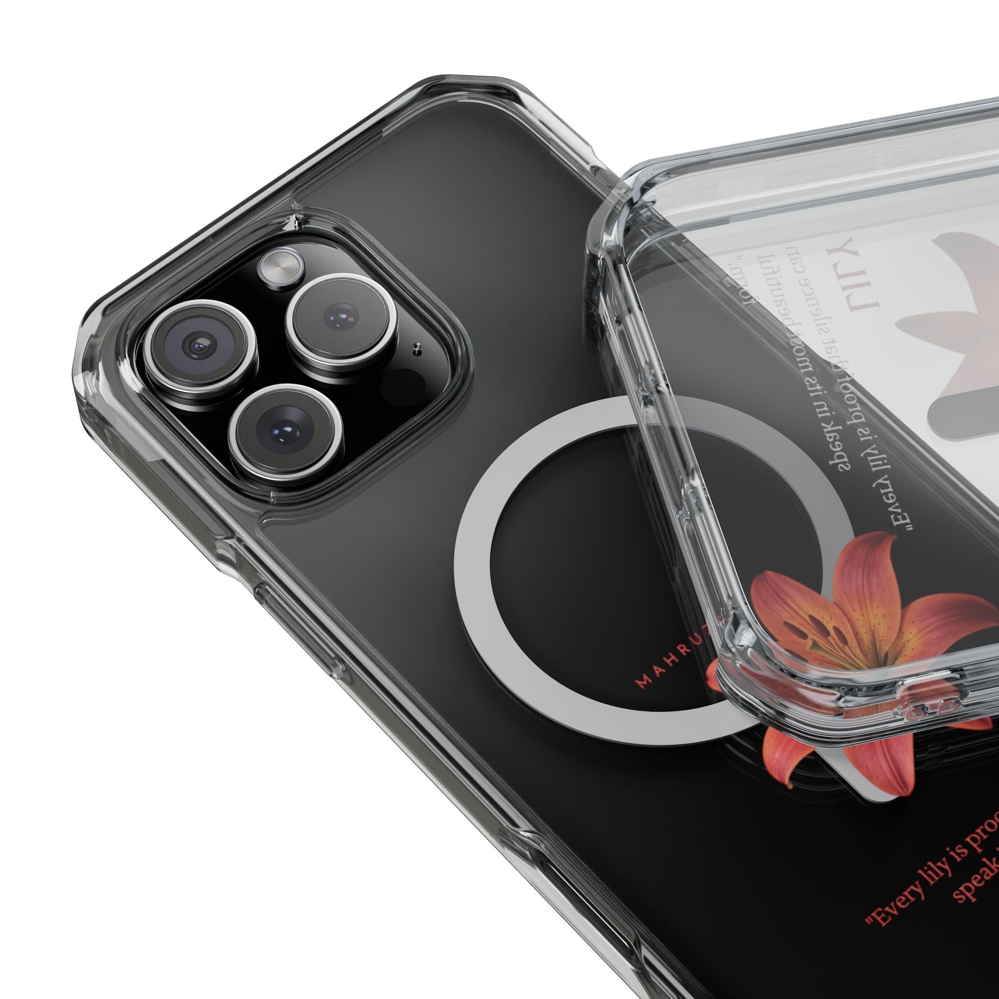 Clear Magnetic Phone Case — Lily Floral MagSafe-Compatible Design