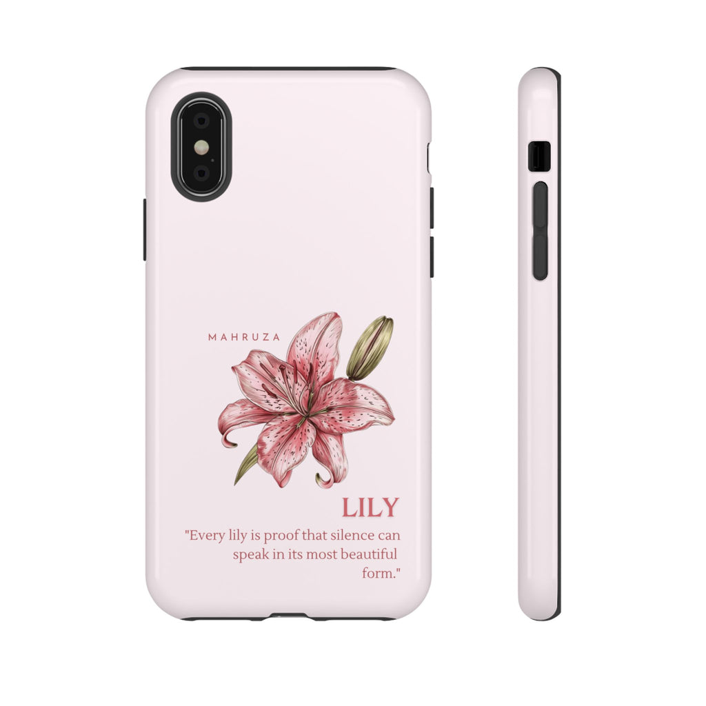 Lily Floral Tough Phone Case — Pink Botanical Quote Protective Cover