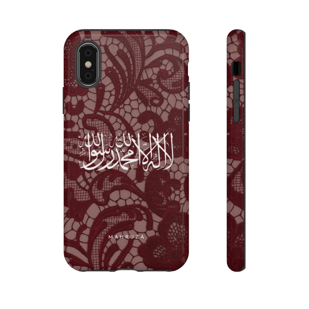 Islamic Script Lace Phone Case — Shahada Calligraphy Protective Tough Case