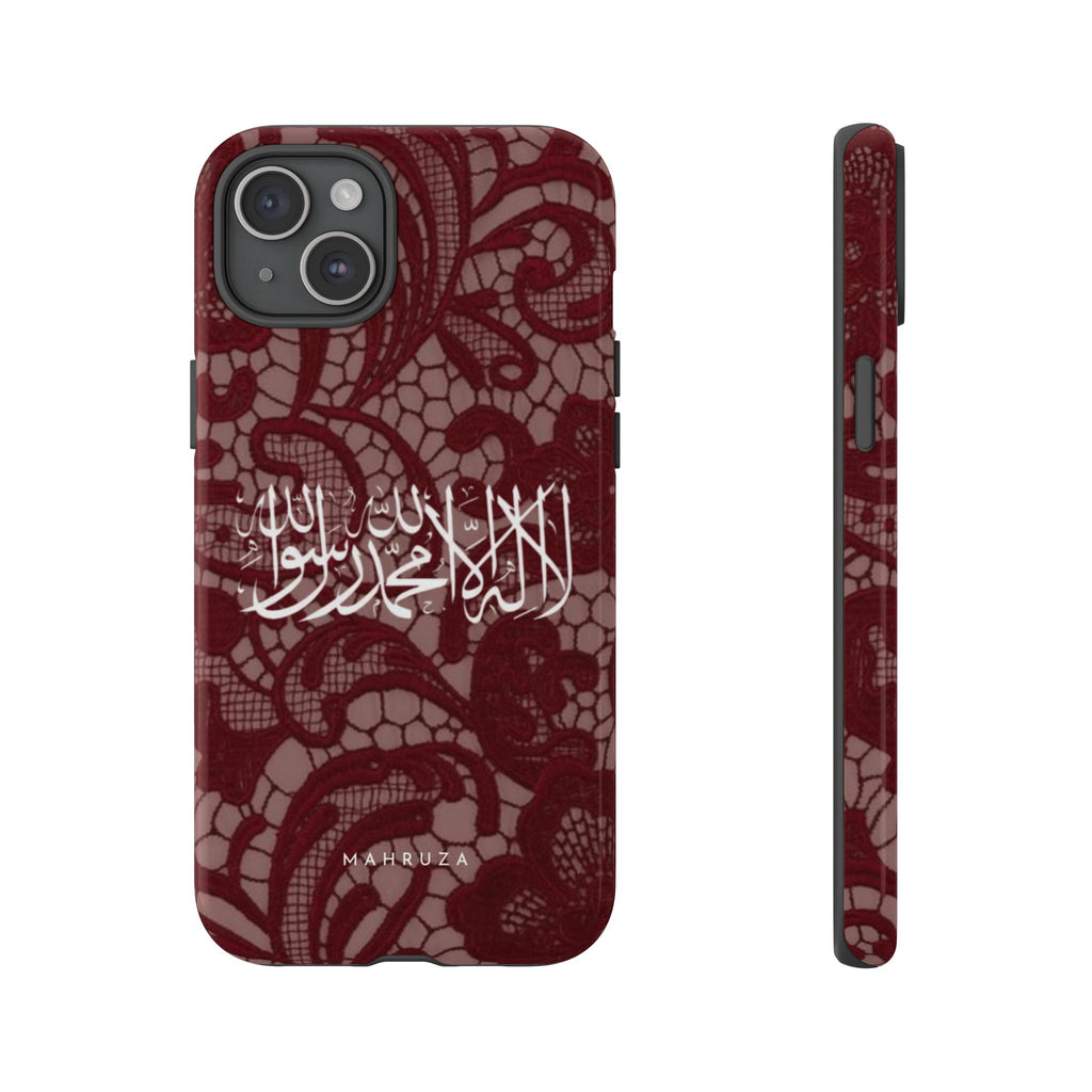 Islamic Script Lace Phone Case — Shahada Calligraphy Protective Tough Case