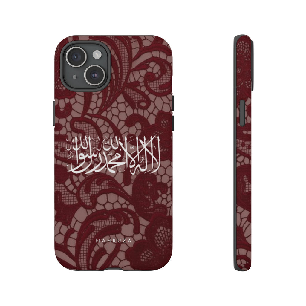 Islamic Script Lace Phone Case — Shahada Calligraphy Protective Tough Case