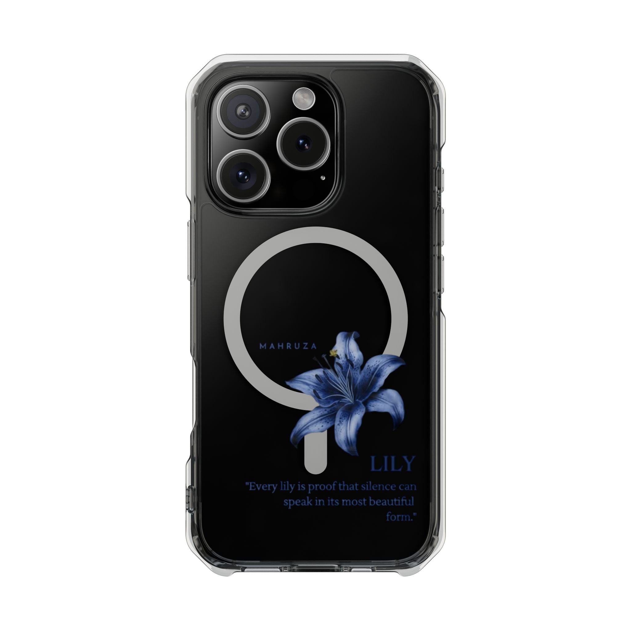 Clear Magnetic Phone Case — Blue Lily Design