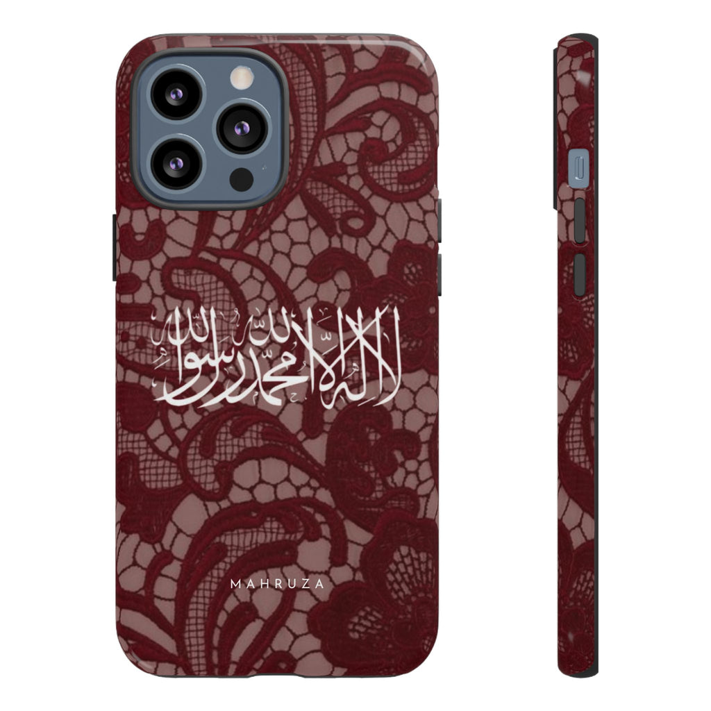 Islamic Script Lace Phone Case — Shahada Calligraphy Protective Tough Case