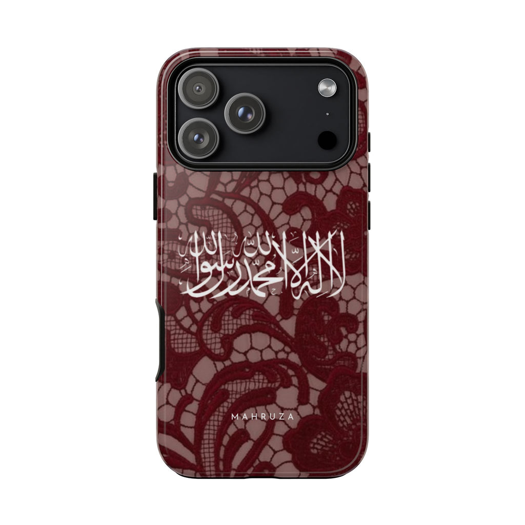 Islamic Script Lace Phone Case — Shahada Calligraphy Protective Tough Case