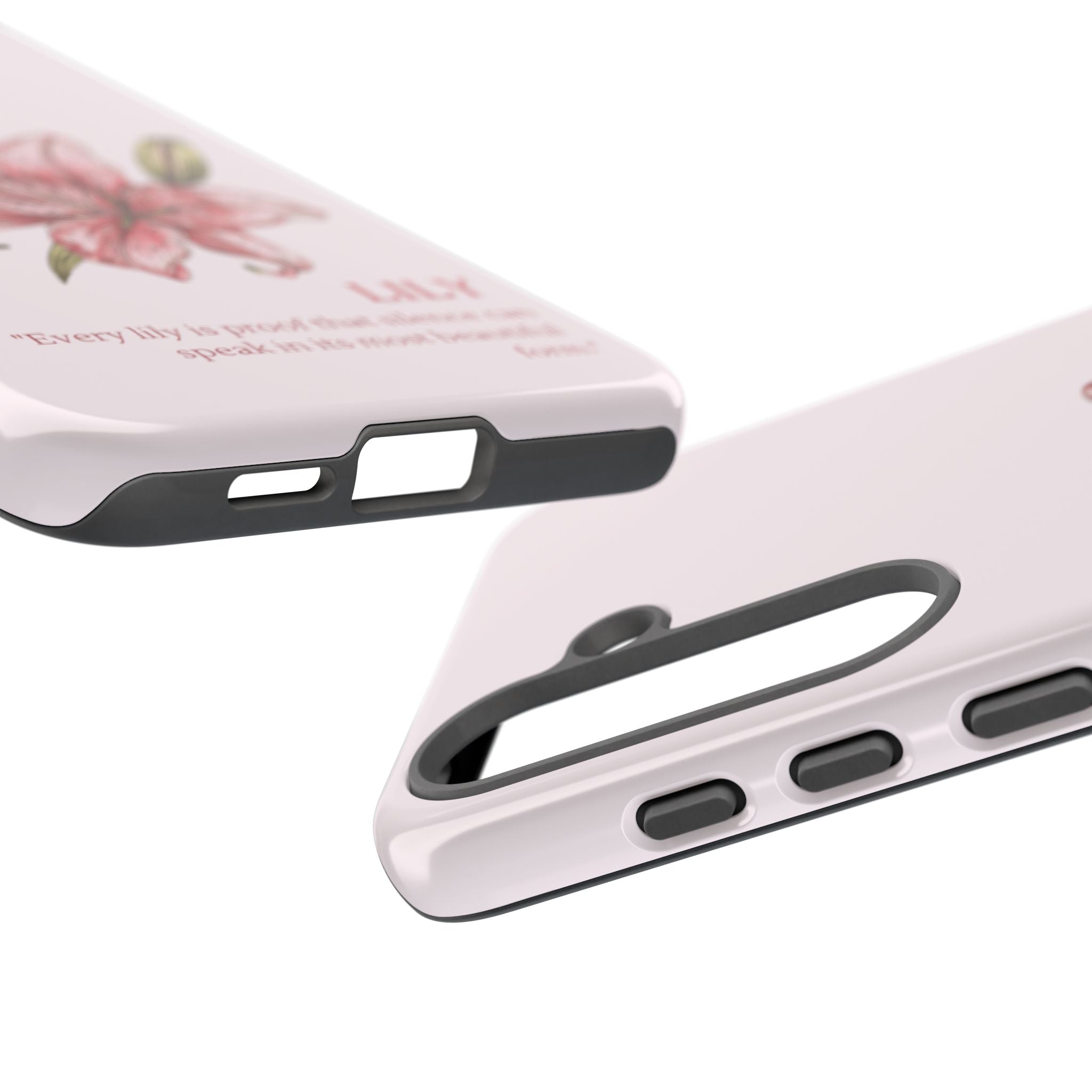 Lily Floral Tough Phone Case — Pink Botanical Quote Protective Cover