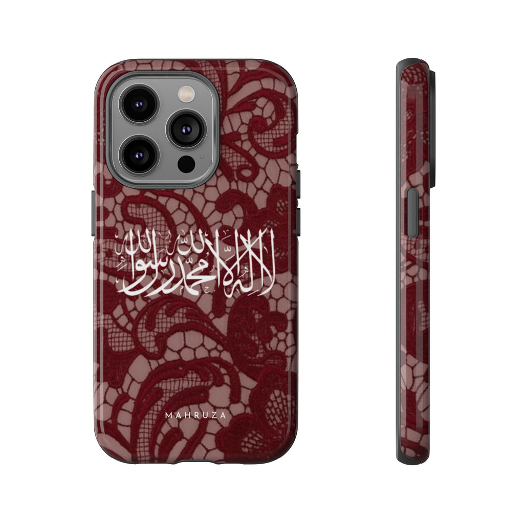 Islamic Script Lace Phone Case — Shahada Calligraphy Protective Tough Case