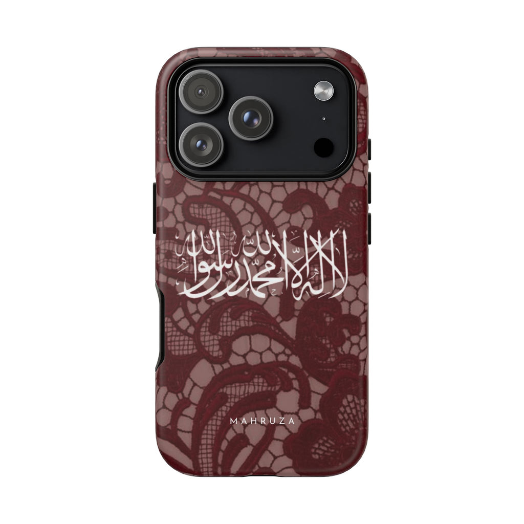 Islamic Script Lace Phone Case — Shahada Calligraphy Protective Tough Case