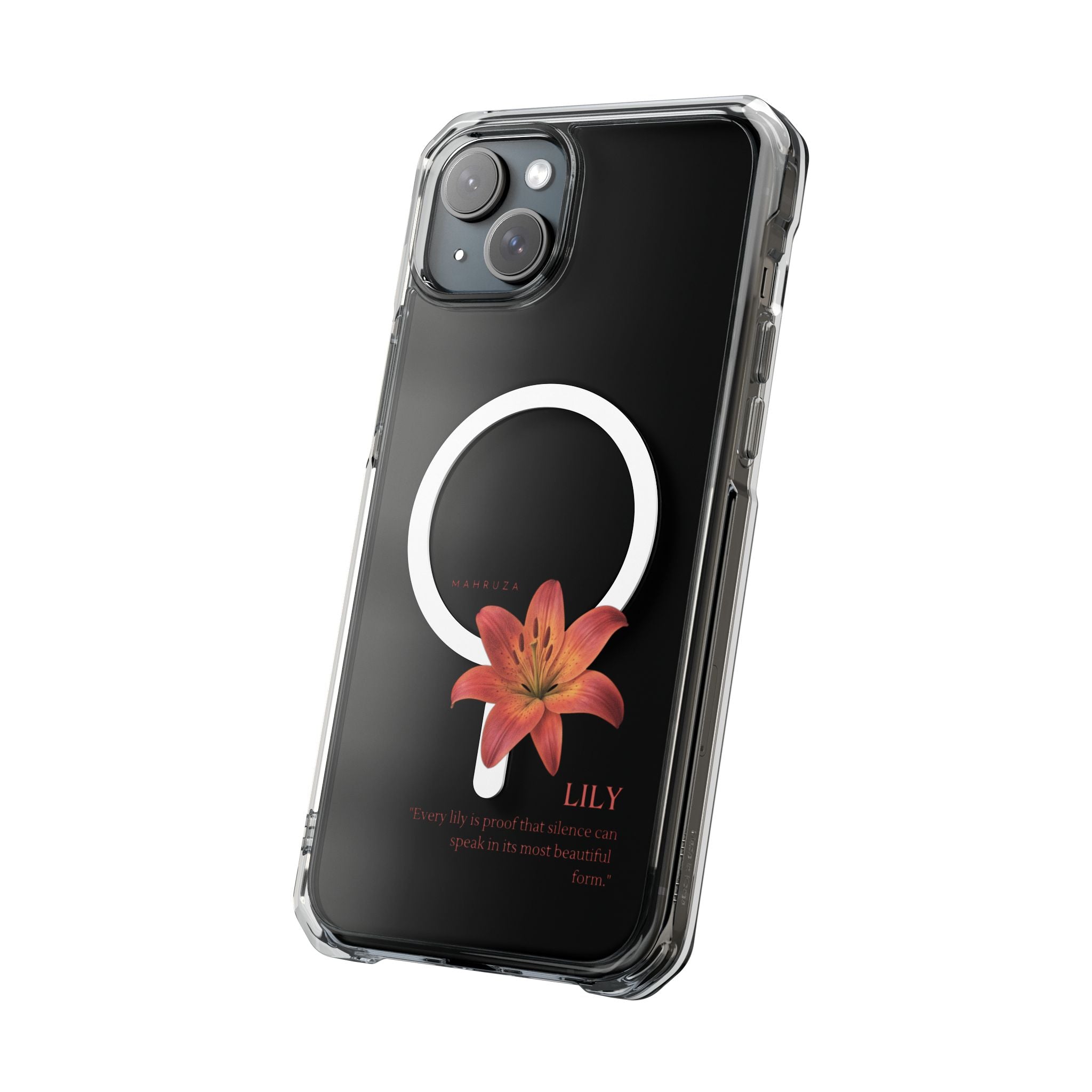 Clear Magnetic Phone Case — Lily Floral MagSafe-Compatible Design