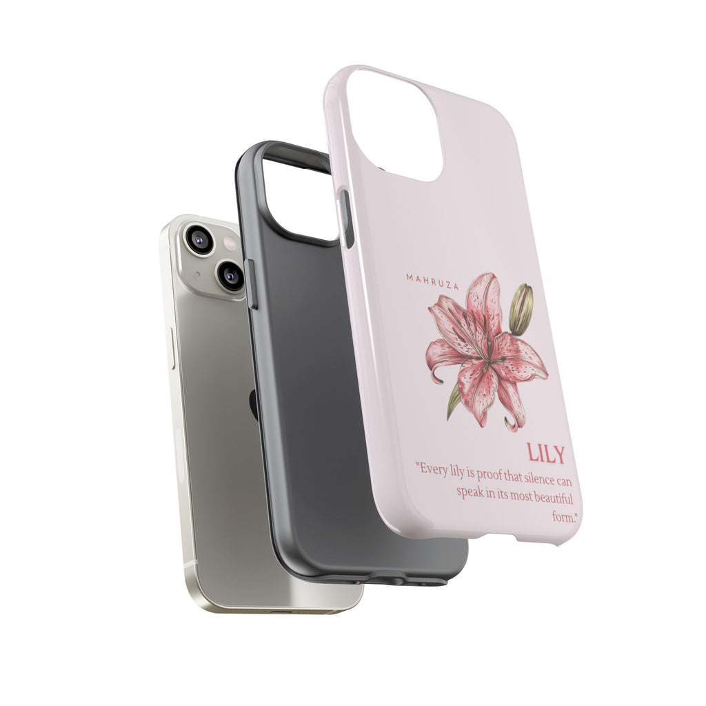 Lily Floral Tough Phone Case — Pink Botanical Quote Protective Cover