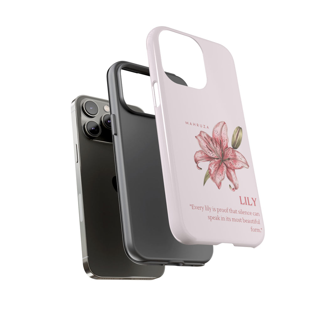 Lily Floral Tough Phone Case — Pink Botanical Quote Protective Cover