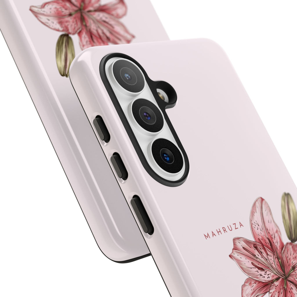 Lily Floral Tough Phone Case — Pink Botanical Quote Protective Cover