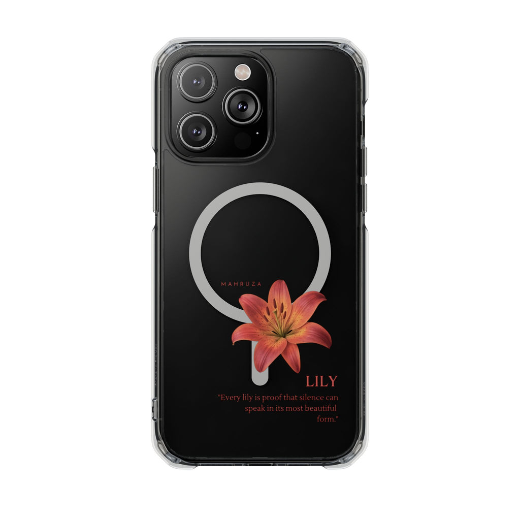 Clear Magnetic Phone Case — Lily Floral MagSafe-Compatible Design