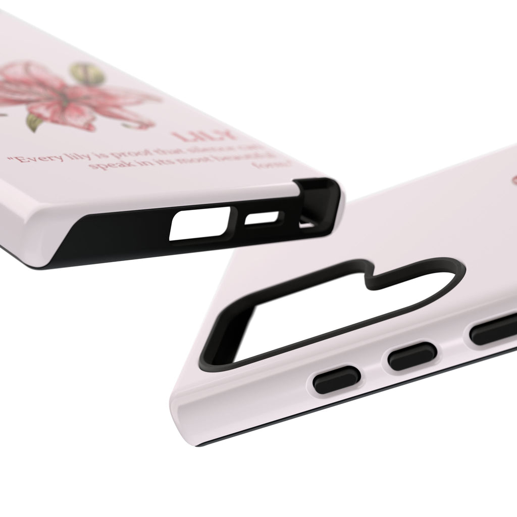 Lily Floral Tough Phone Case — Pink Botanical Quote Protective Cover