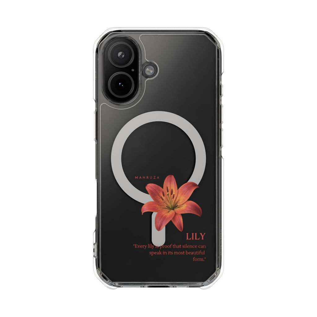 Clear Magnetic Phone Case — Lily Floral MagSafe-Compatible Design