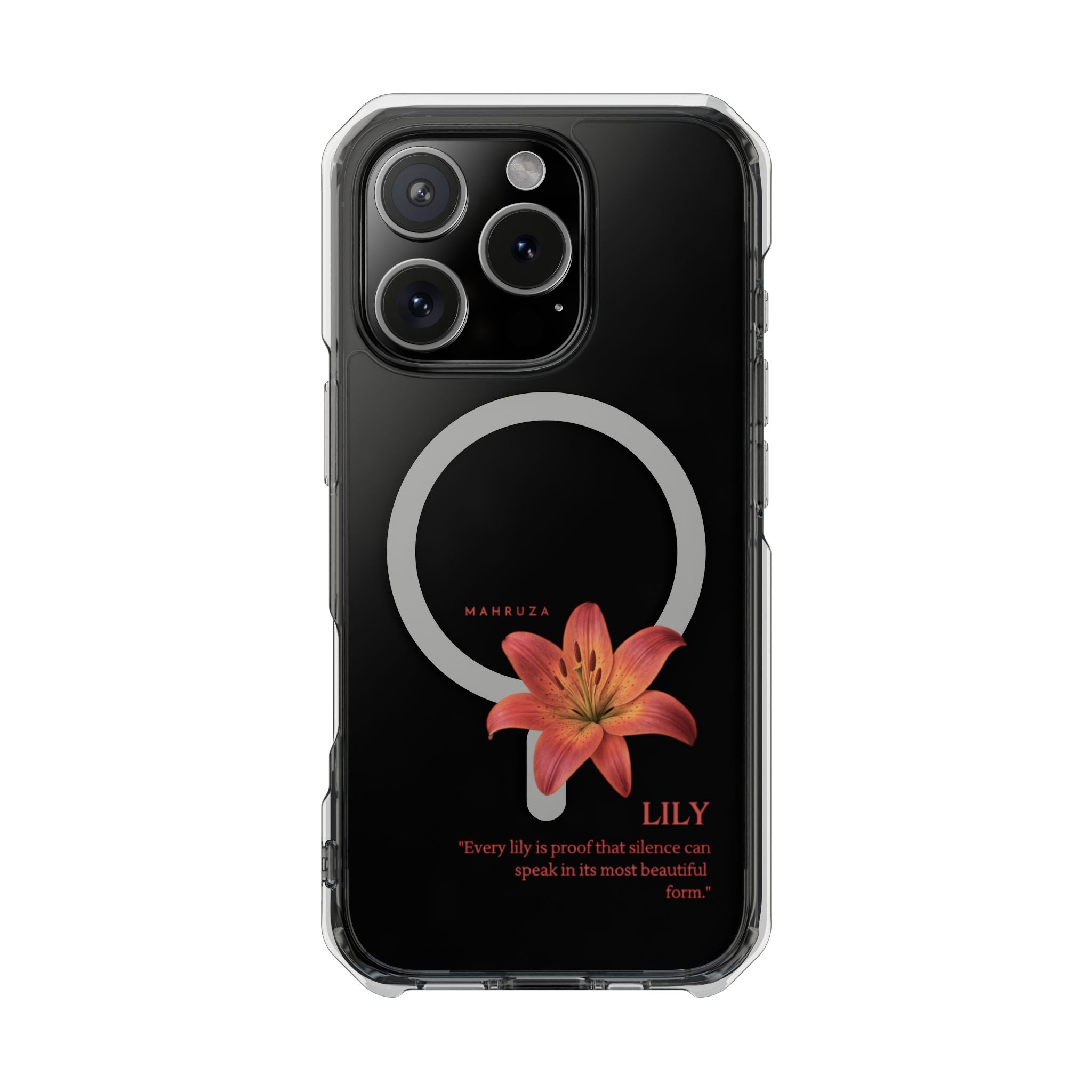Clear Magnetic Phone Case — Lily Floral MagSafe-Compatible Design