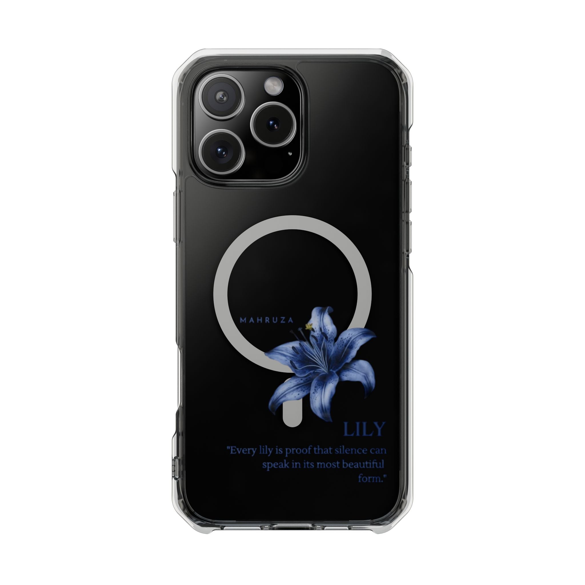 Clear Magnetic Phone Case — Blue Lily Design