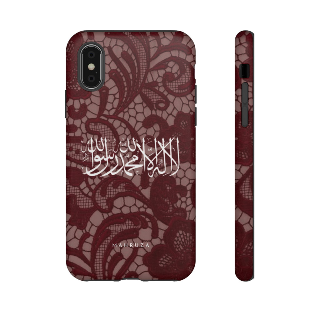 Islamic Script Lace Phone Case — Shahada Calligraphy Protective Tough Case