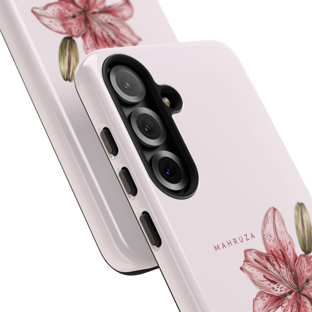 Lily Floral Tough Phone Case — Pink Botanical Quote Protective Cover