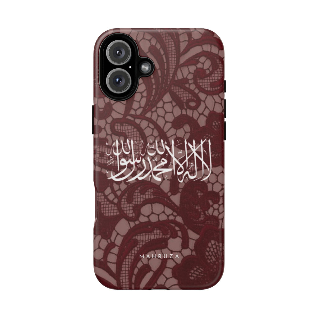 Islamic Script Lace Phone Case — Shahada Calligraphy Protective Tough Case