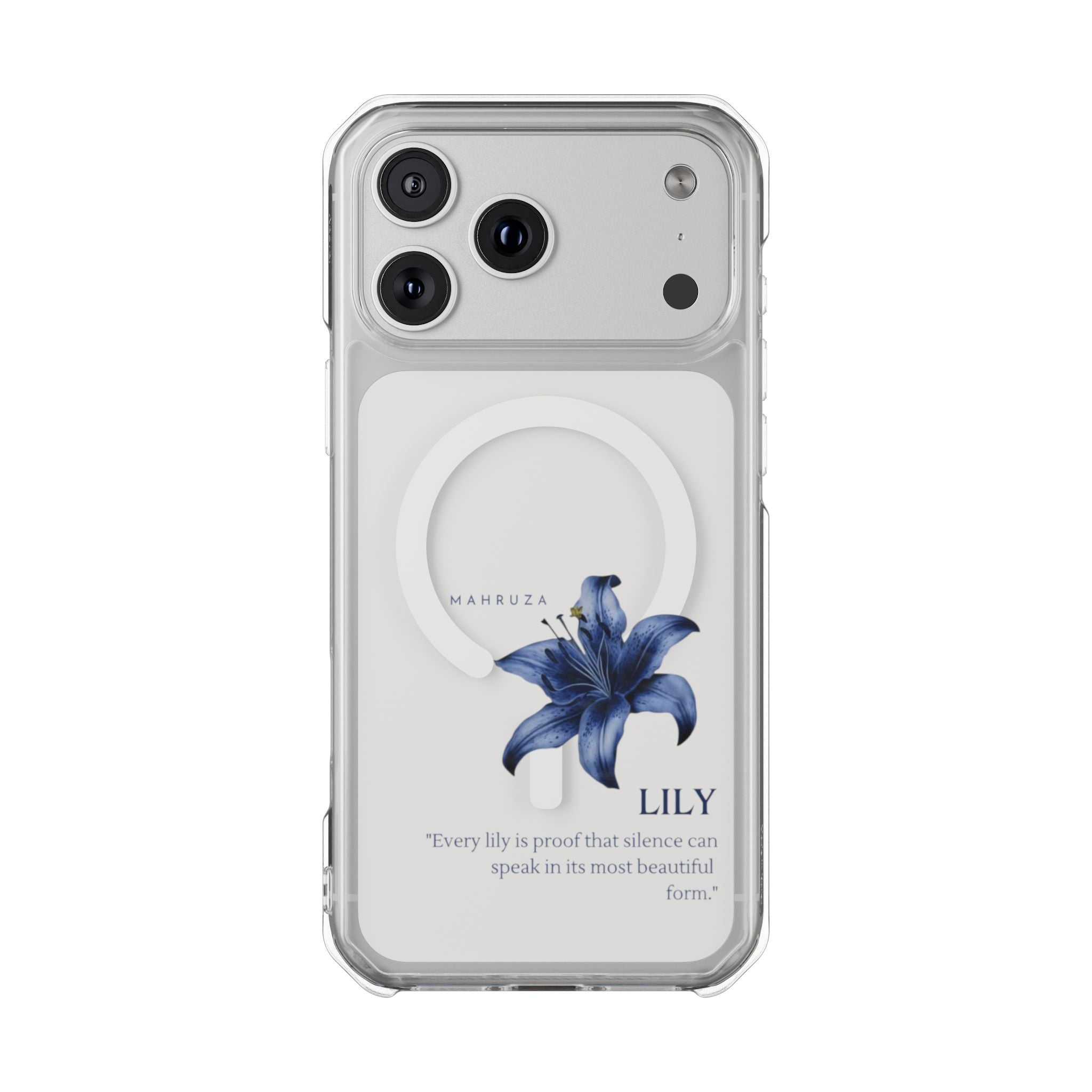 Clear Magnetic Phone Case — Blue Lily Design