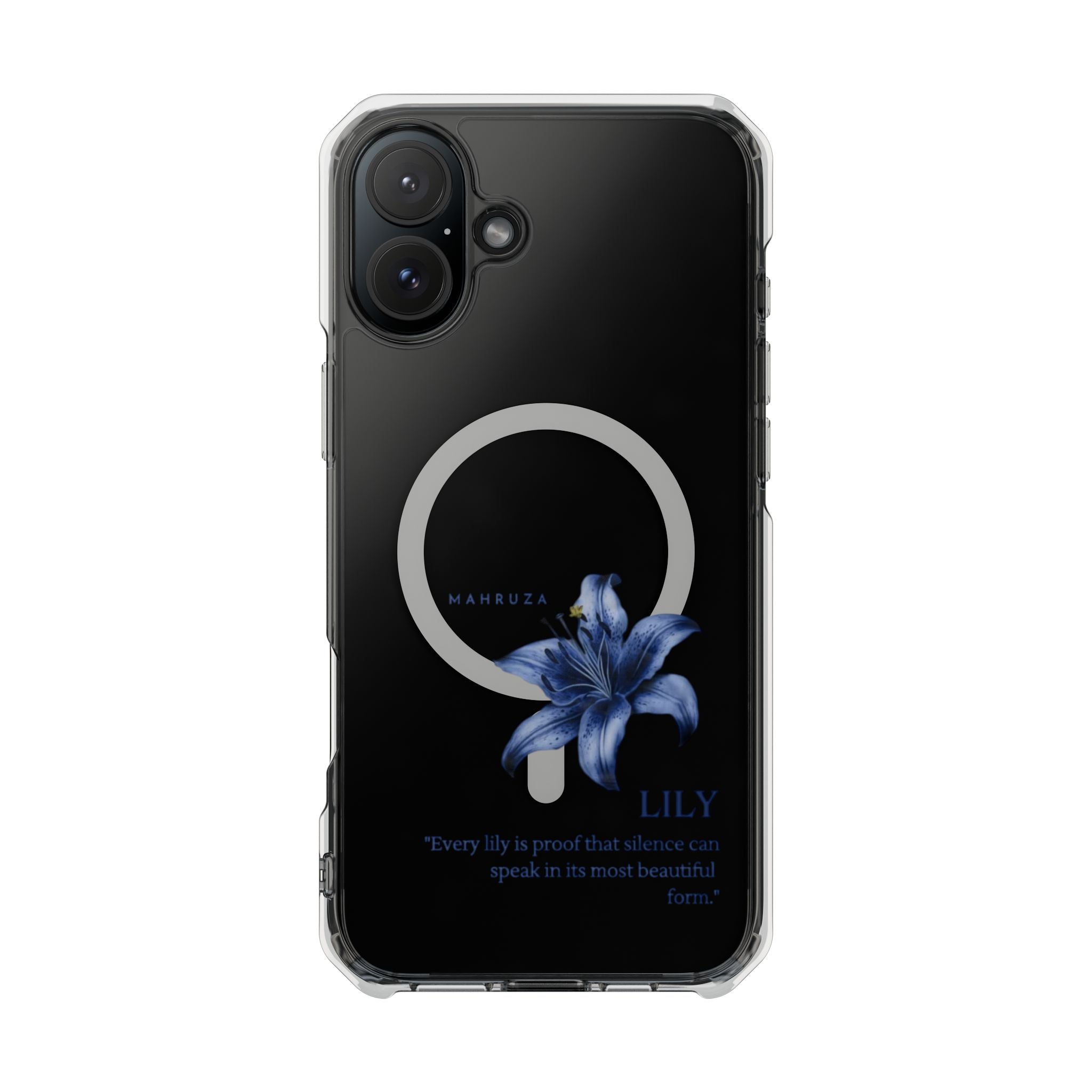 Clear Magnetic Phone Case — Blue Lily Design