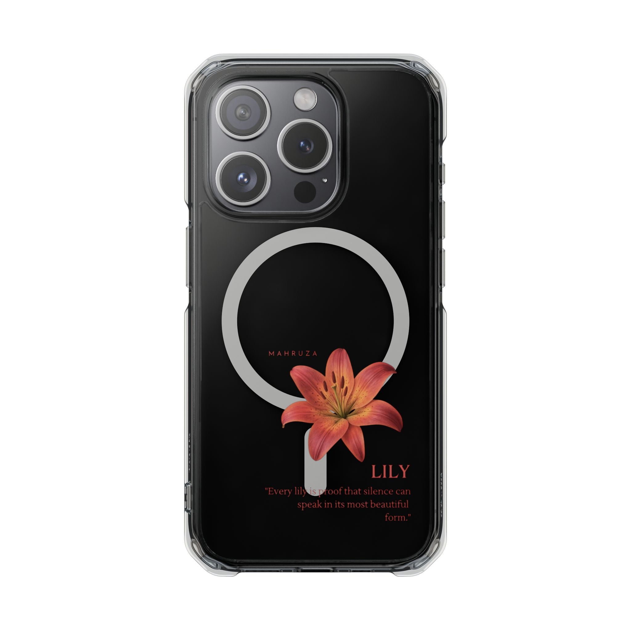 Clear Magnetic Phone Case — Lily Floral MagSafe-Compatible Design