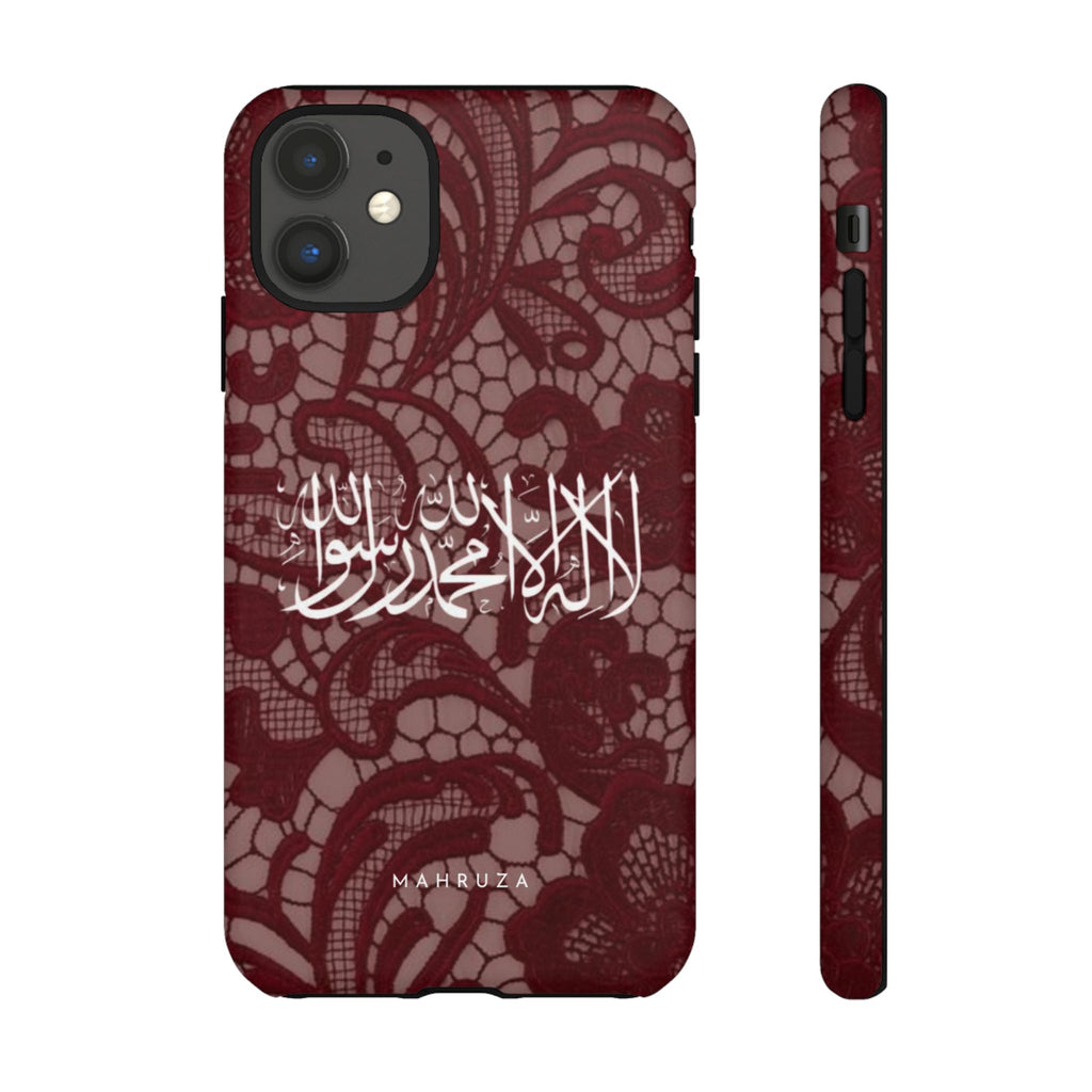 Islamic Script Lace Phone Case — Shahada Calligraphy Protective Tough Case