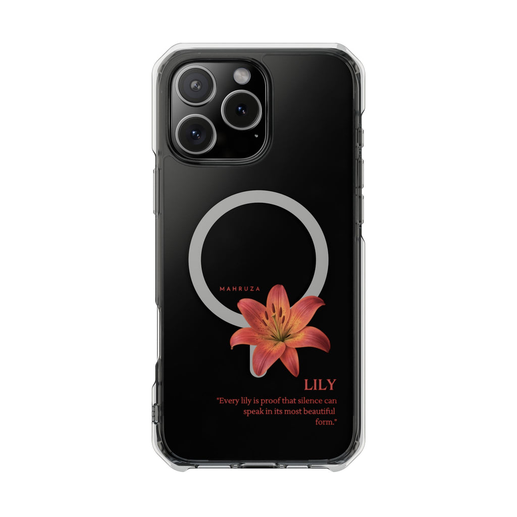 Clear Magnetic Phone Case — Lily Floral MagSafe-Compatible Design