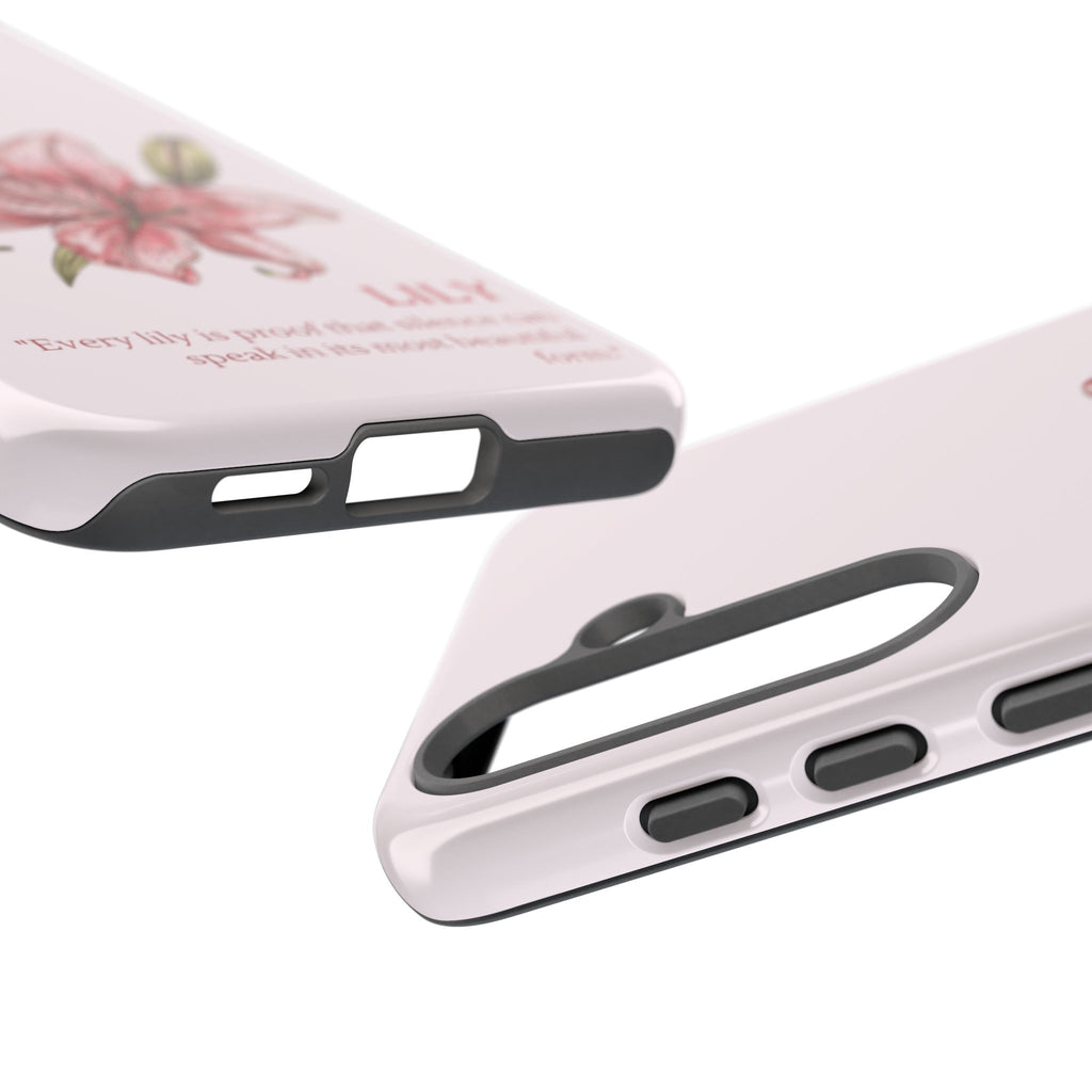 Lily Floral Tough Phone Case — Pink Botanical Quote Protective Cover