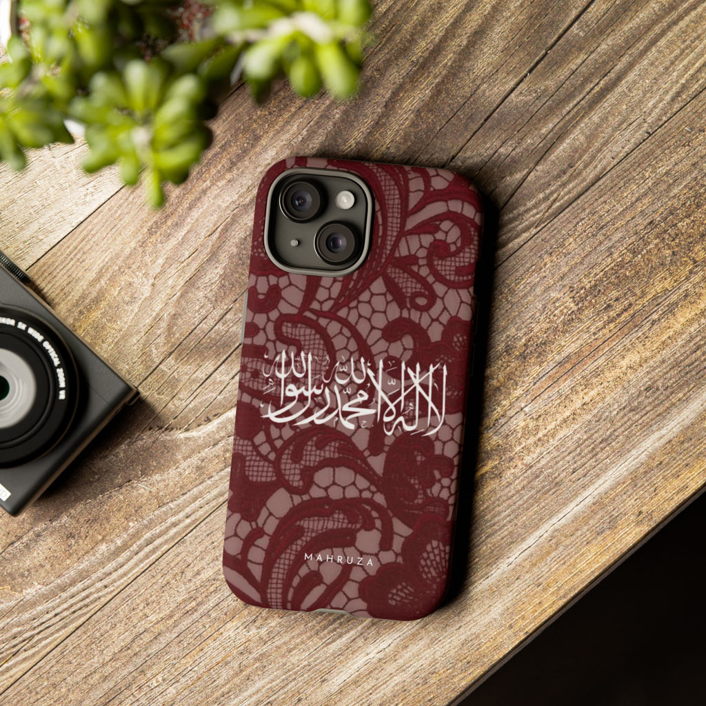 Islamic Script Lace Phone Case — Shahada Calligraphy Protective Tough Case
