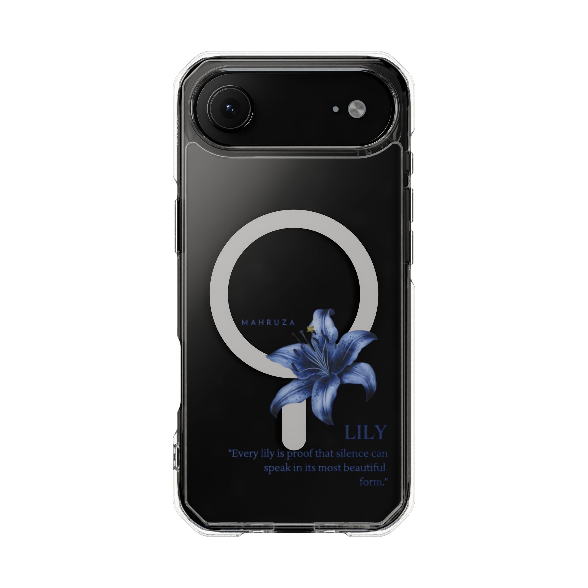 Clear Magnetic Phone Case — Blue Lily Design