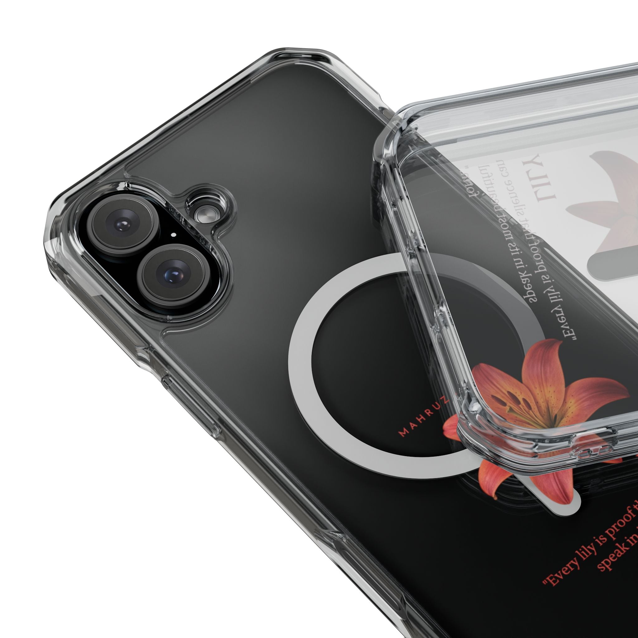 Clear Magnetic Phone Case — Lily Floral MagSafe-Compatible Design