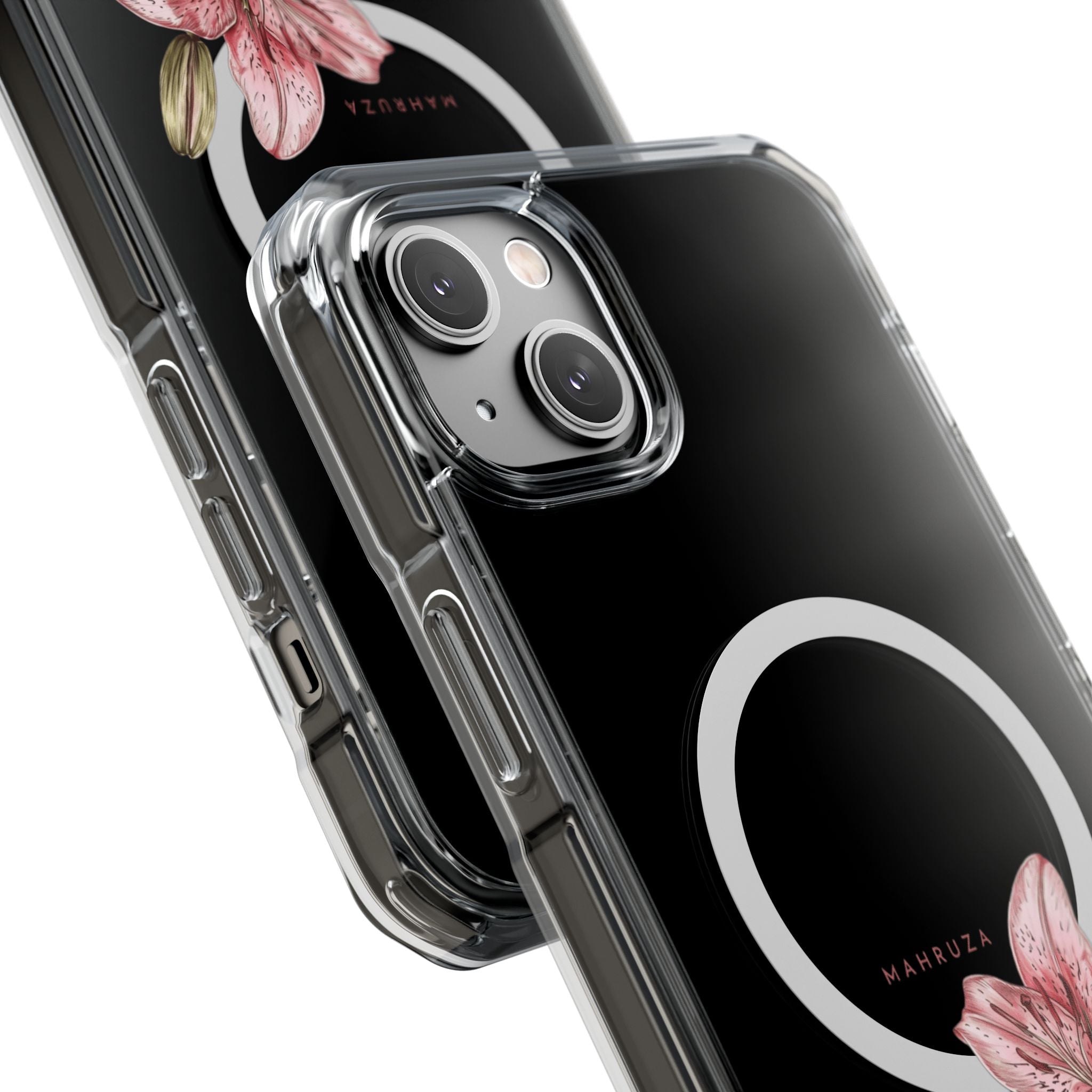 Clear Magnetic Phone Case — Pink Lily Floral Design