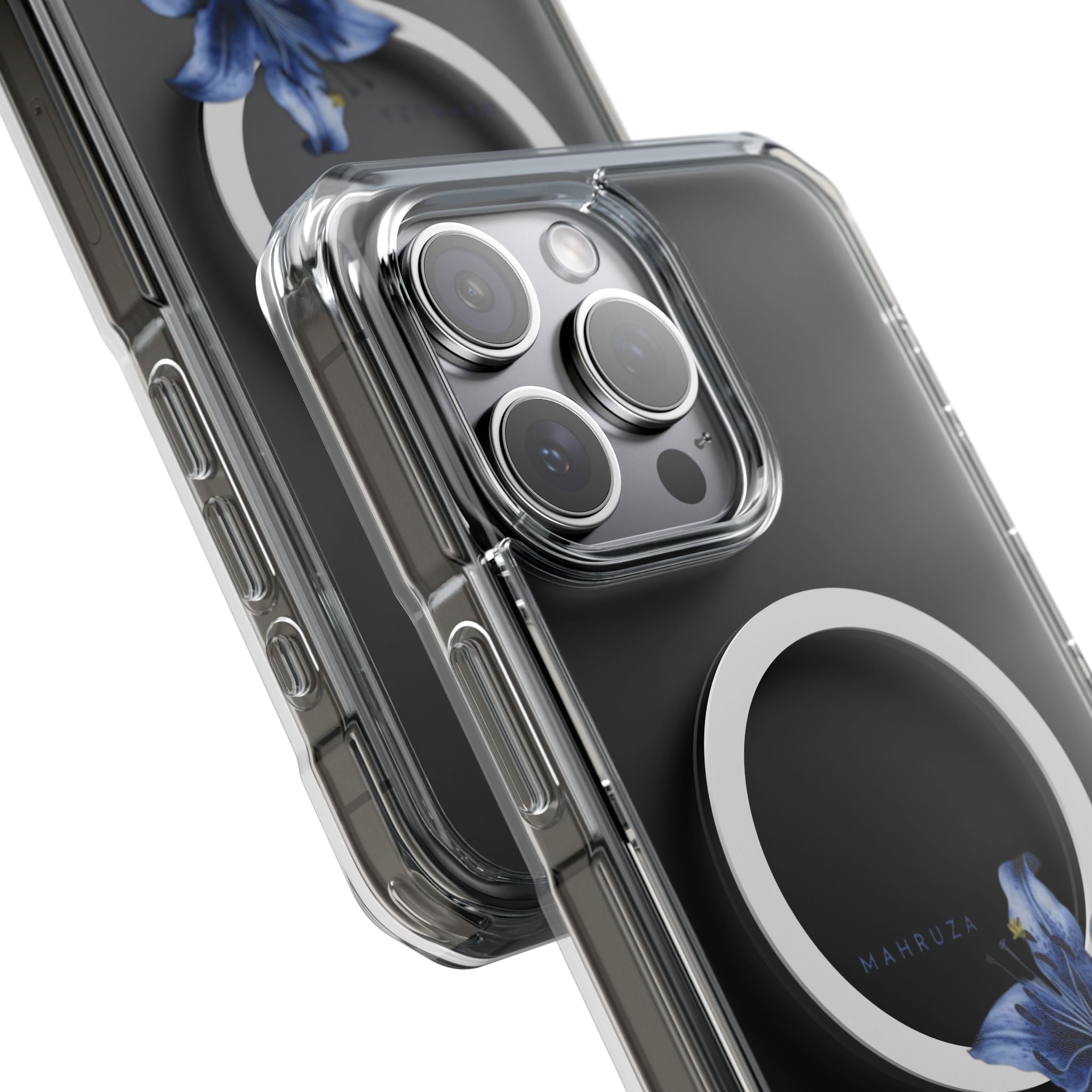 Clear Magnetic Phone Case — Blue Lily Design