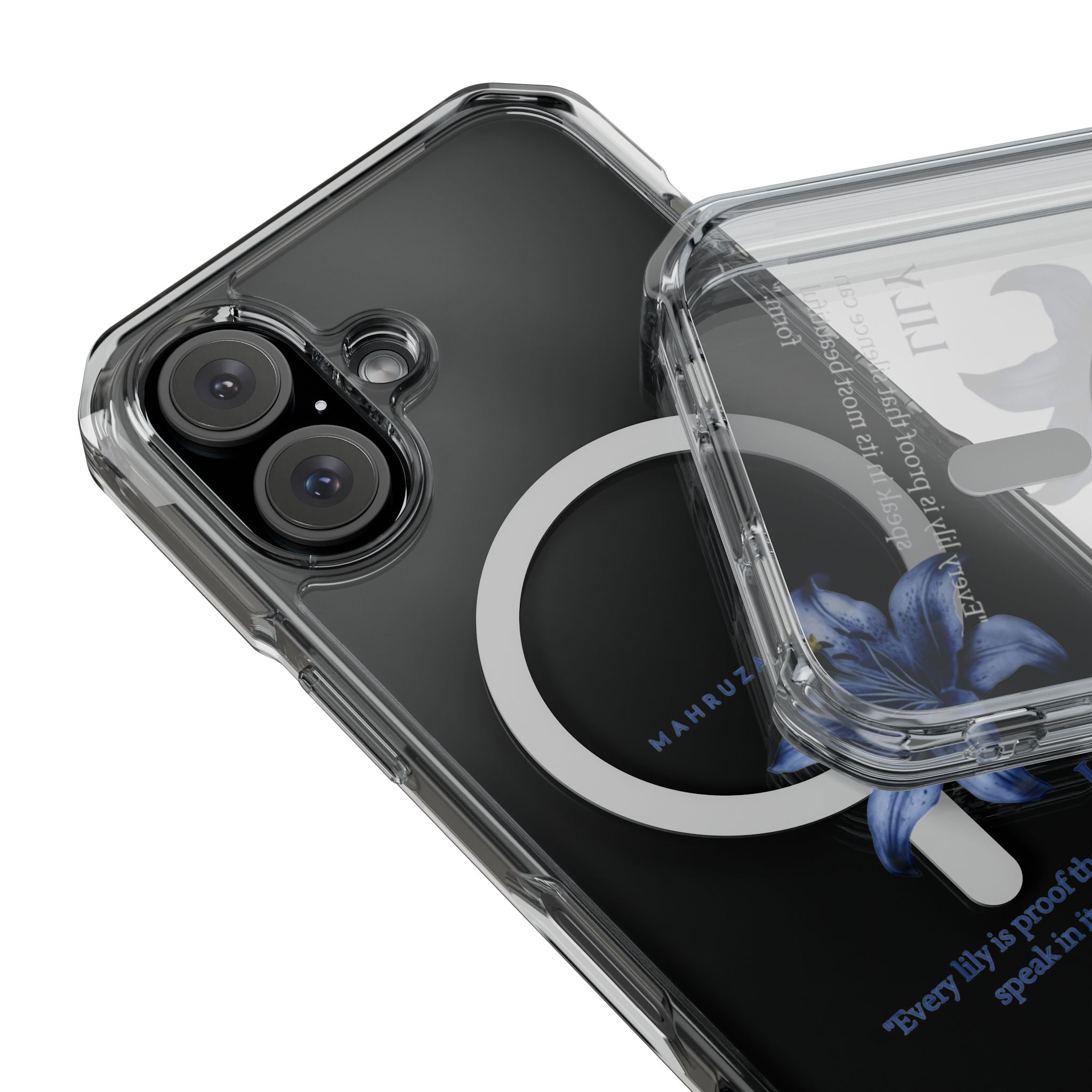 Clear Magnetic Phone Case — Blue Lily Design