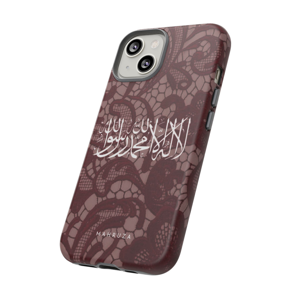 Islamic Script Lace Phone Case — Shahada Calligraphy Protective Tough Case