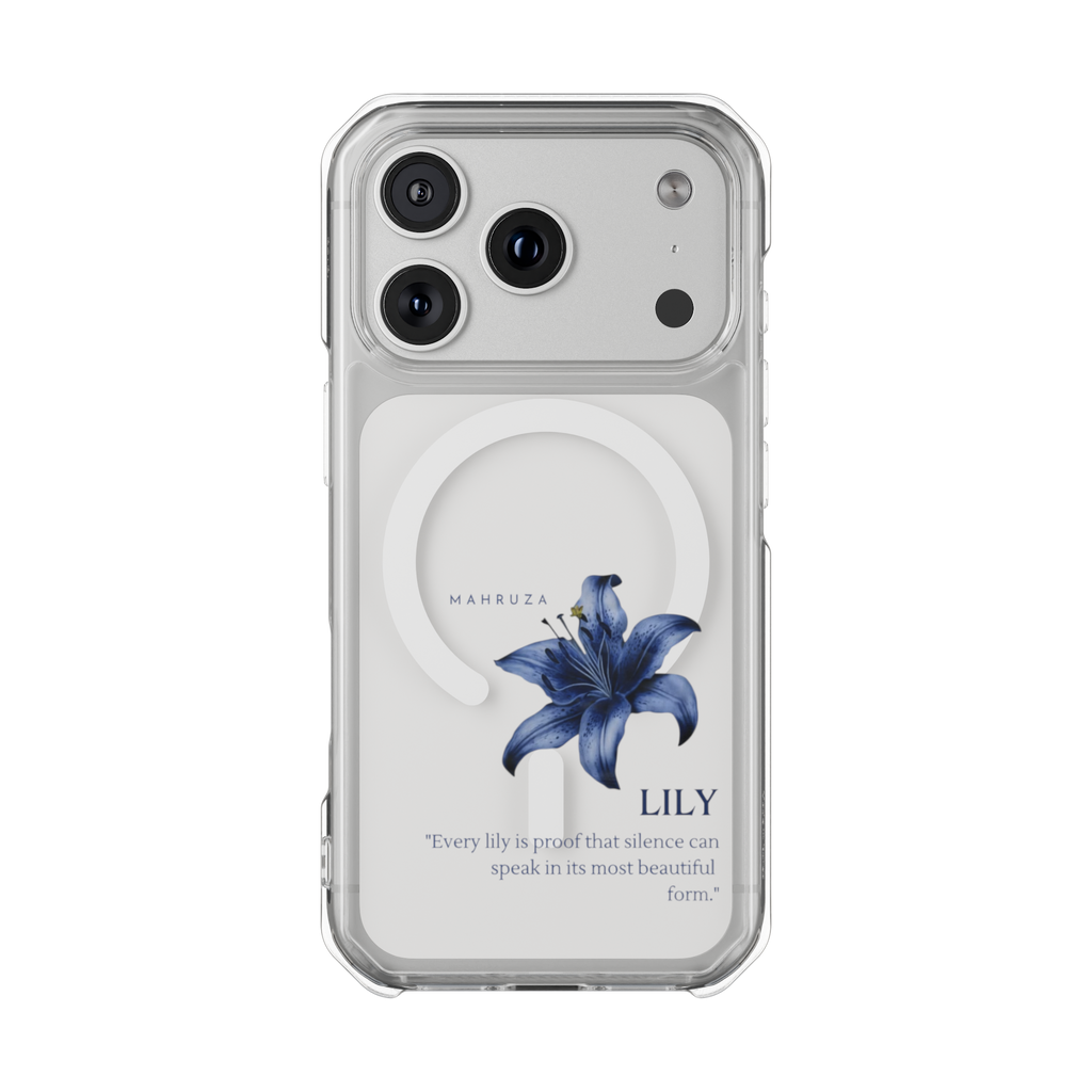 Clear Magnetic Phone Case — Blue Lily Design
