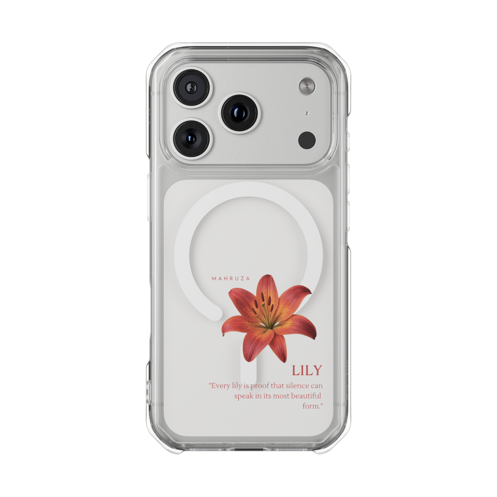 Clear Magnetic Phone Case — Lily Floral MagSafe-Compatible Design