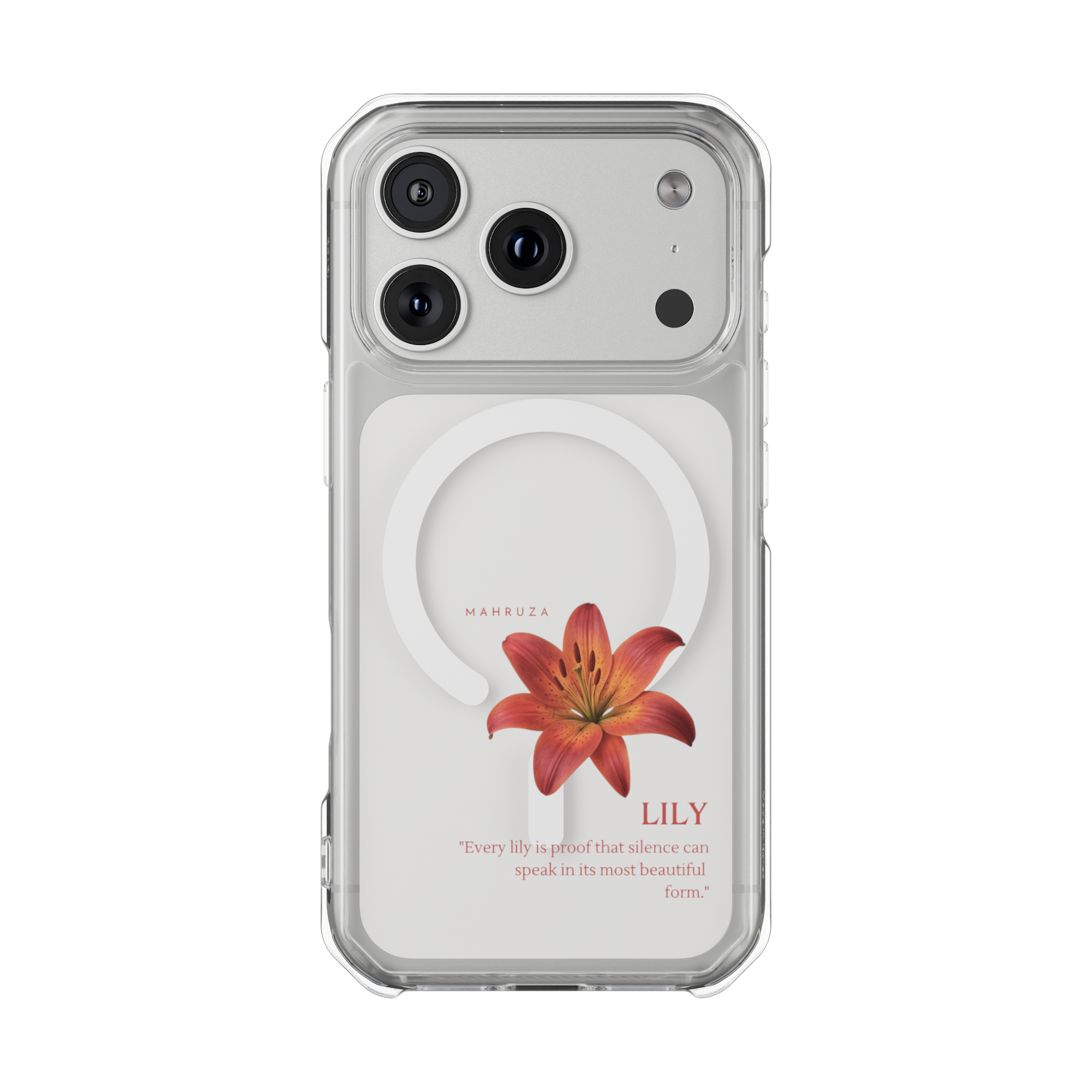 Clear Magnetic Phone Case — Lily Floral MagSafe-Compatible Design